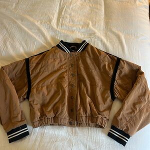 FP Movement by Free People Brown Varsity Jacket